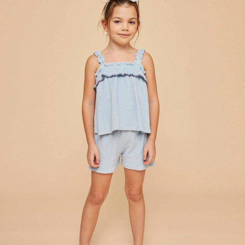 Light Blue Terry Cotton Girl Top
