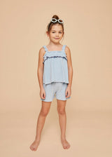 Light Blue Terry Cotton Girl Top