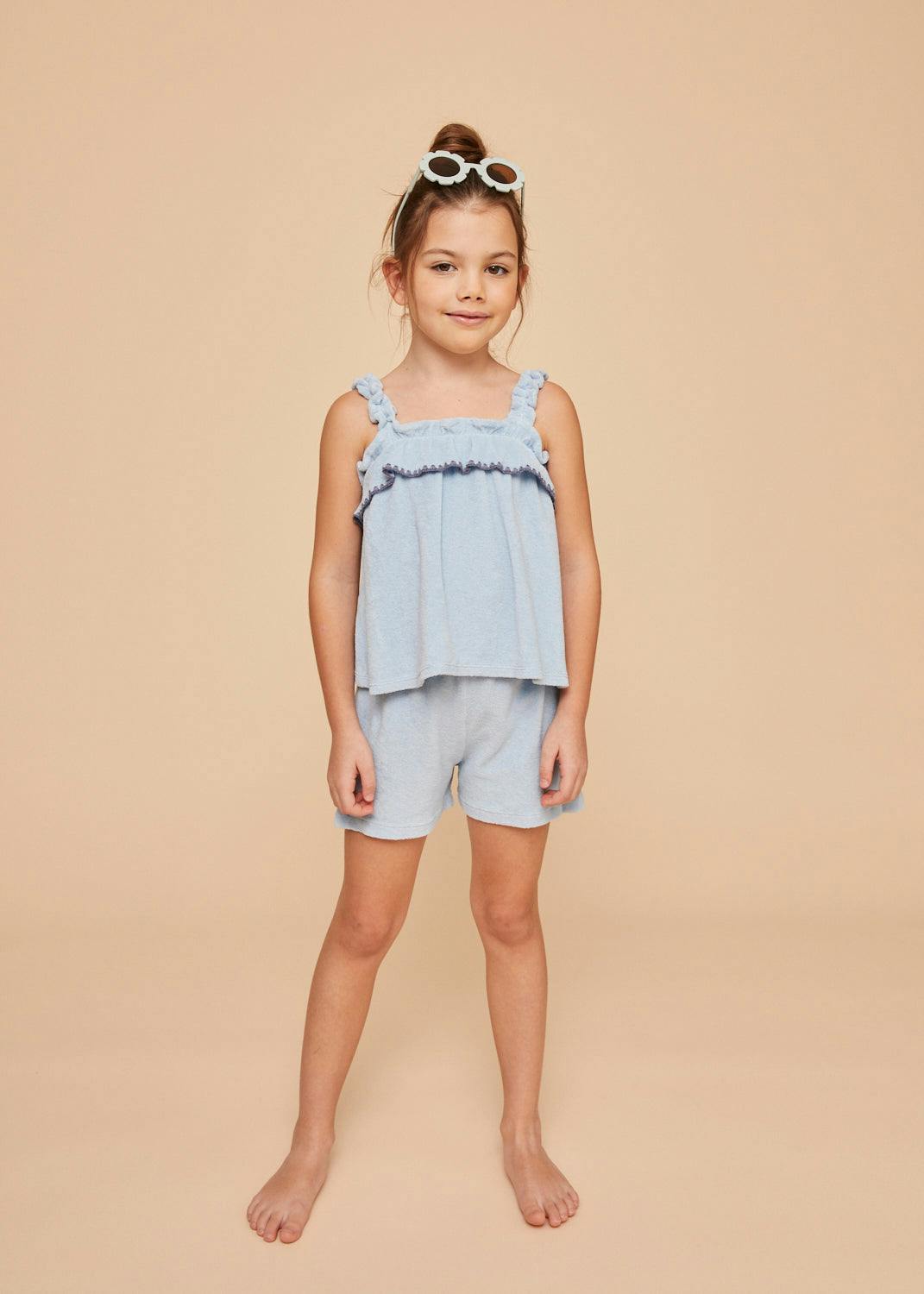 Light Blue Terry Cotton Girl Top
