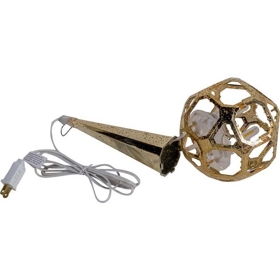 24-Inch 4-Light Warm White LED Gold Crackle Moravian Star Tree Topper