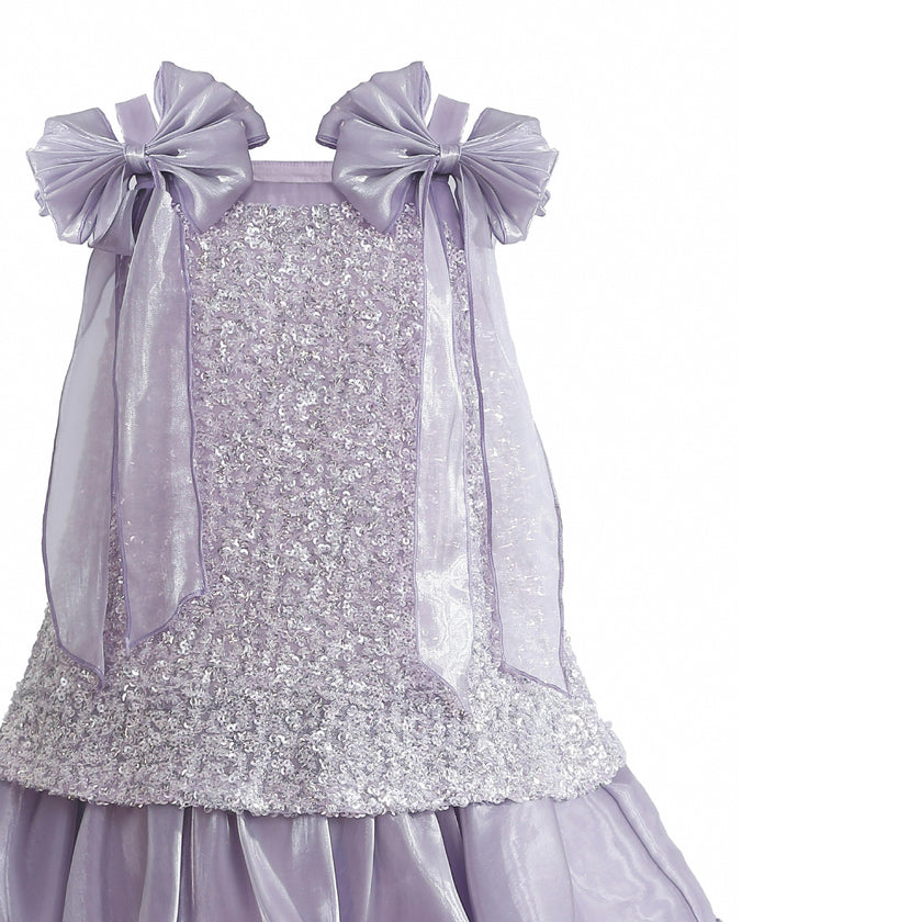 Purple Aurielle Beaded Bow Dress
