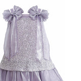 Purple Aurielle Beaded Bow Dress