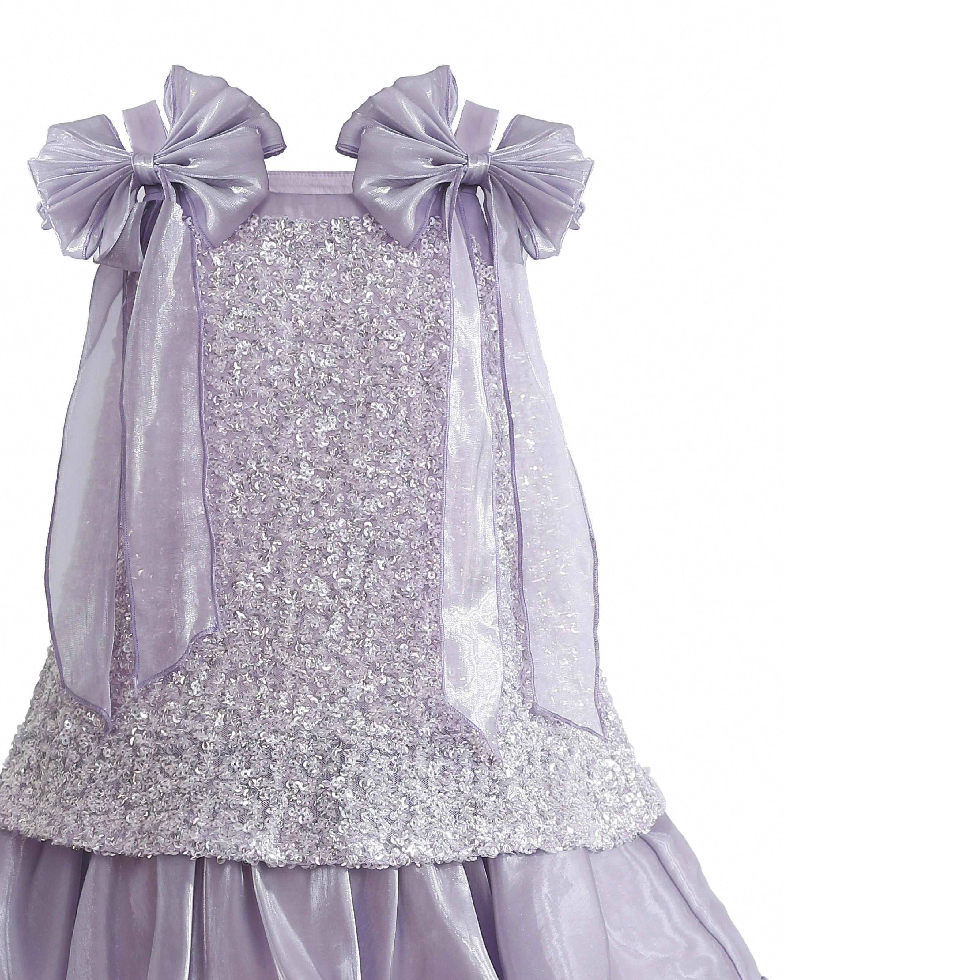 Purple Aurielle Beaded Bow Dress