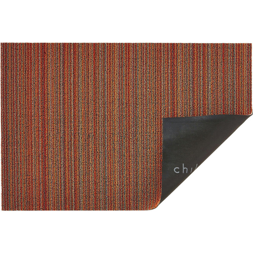 Skinny Stripe Shag Floor Mat, Orange