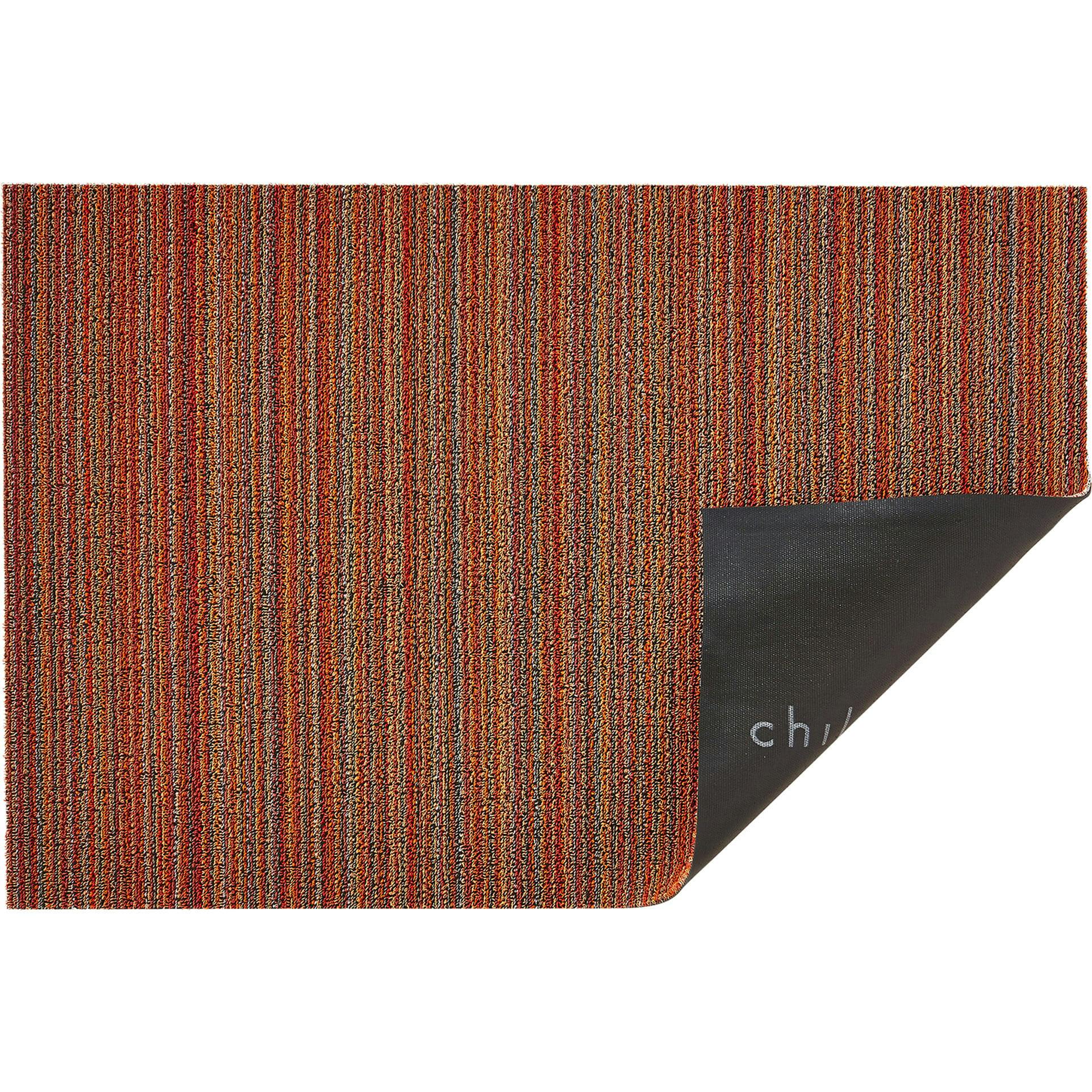 Skinny Stripe Shag Floor Mat, Orange