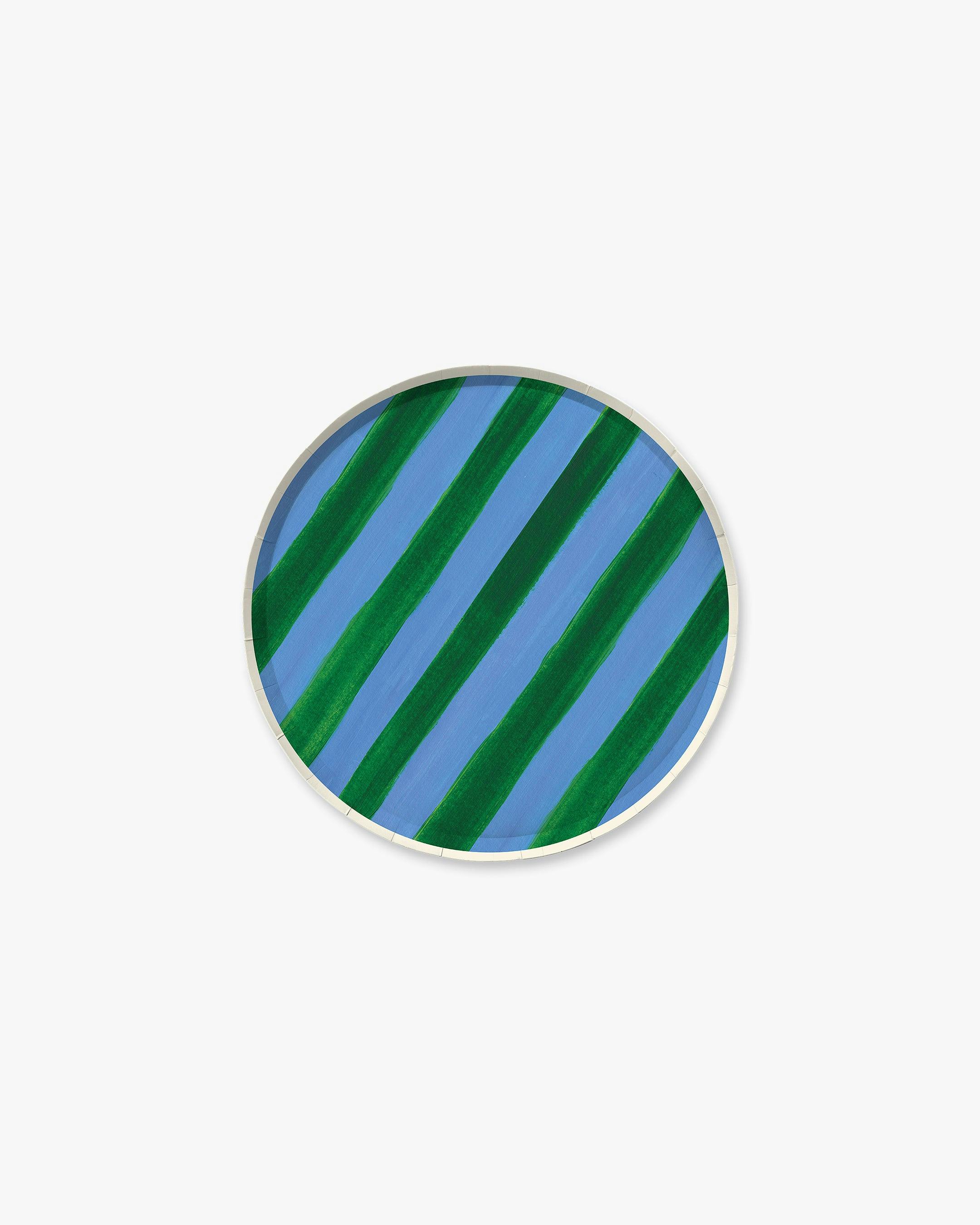 Poolhouse Hors d'Oeuvres Plate Set - Cerulean Stripe