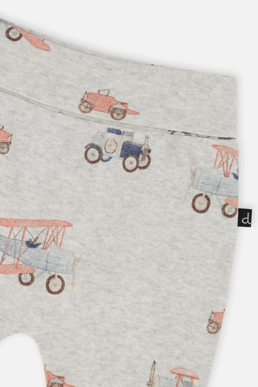 Organic Cotton Evolutive Pants Beige Printed Airplanes