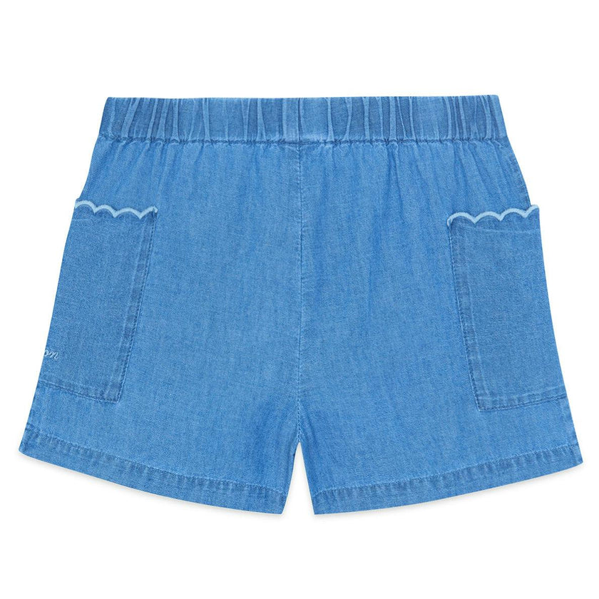 BONTON Clovis Frill Pocket Shorts - Chambray