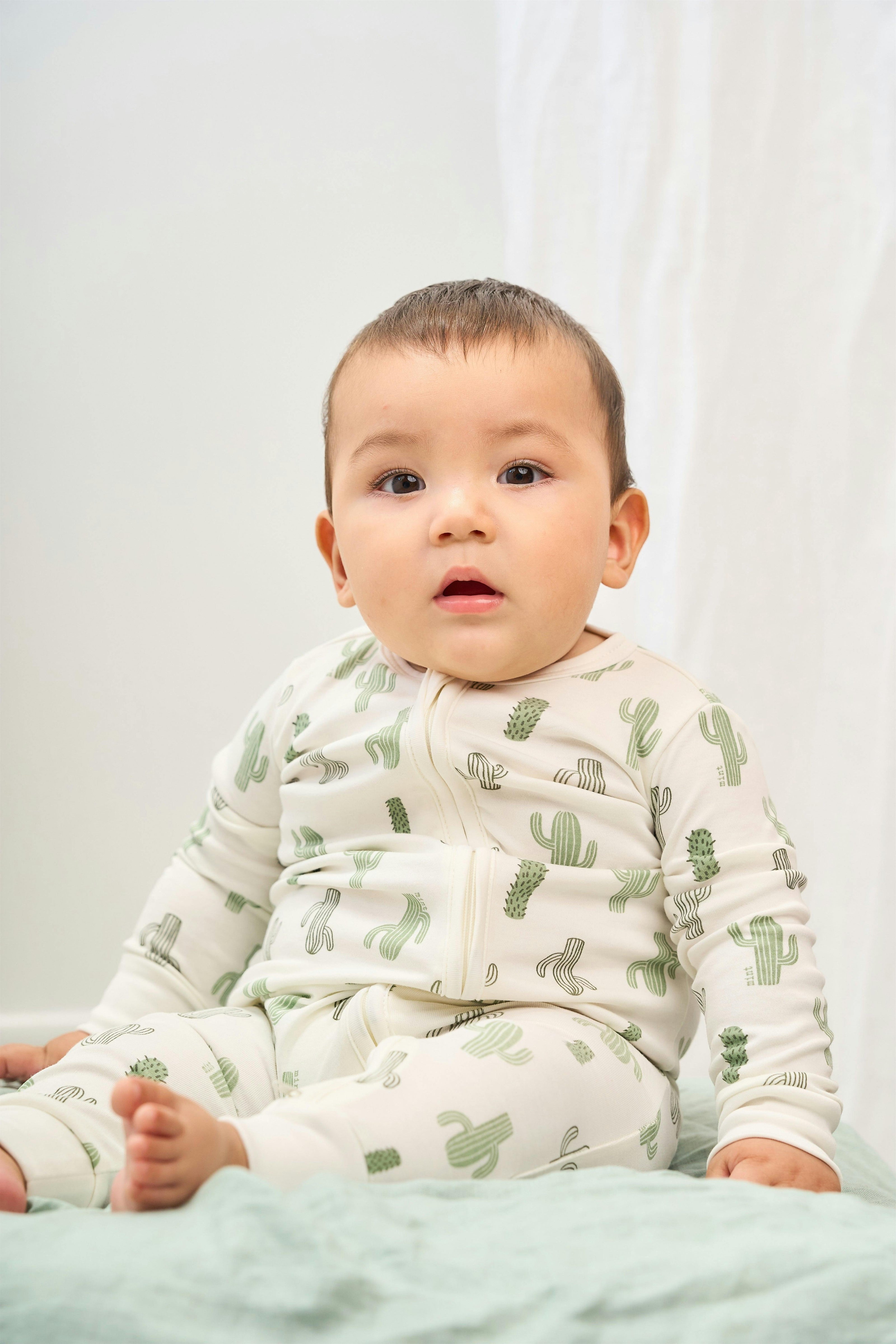 Cactus Garden Zip-up Baby Bodysuit