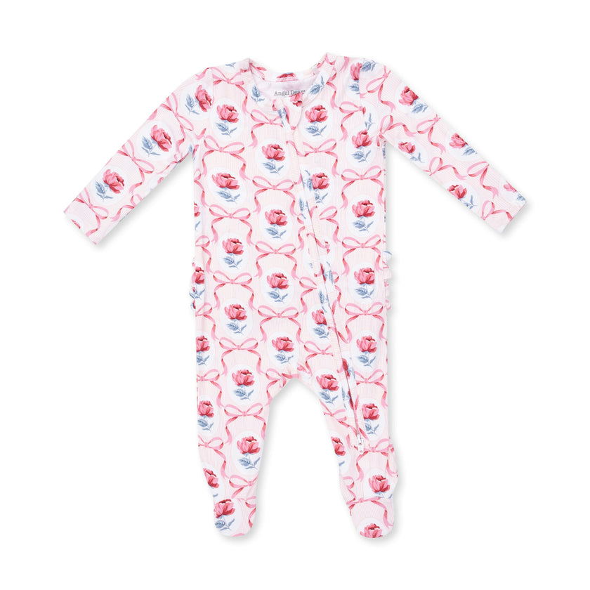 Leslie Rose - 2 Way Ruffle Back Zipper Footie