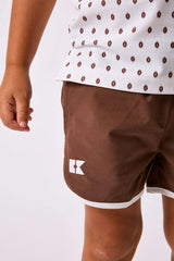 brown retro super short with white piping