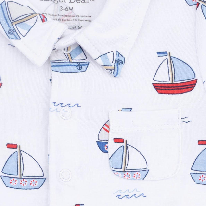 Bubbly Sailboats Blue - Polo Shortie