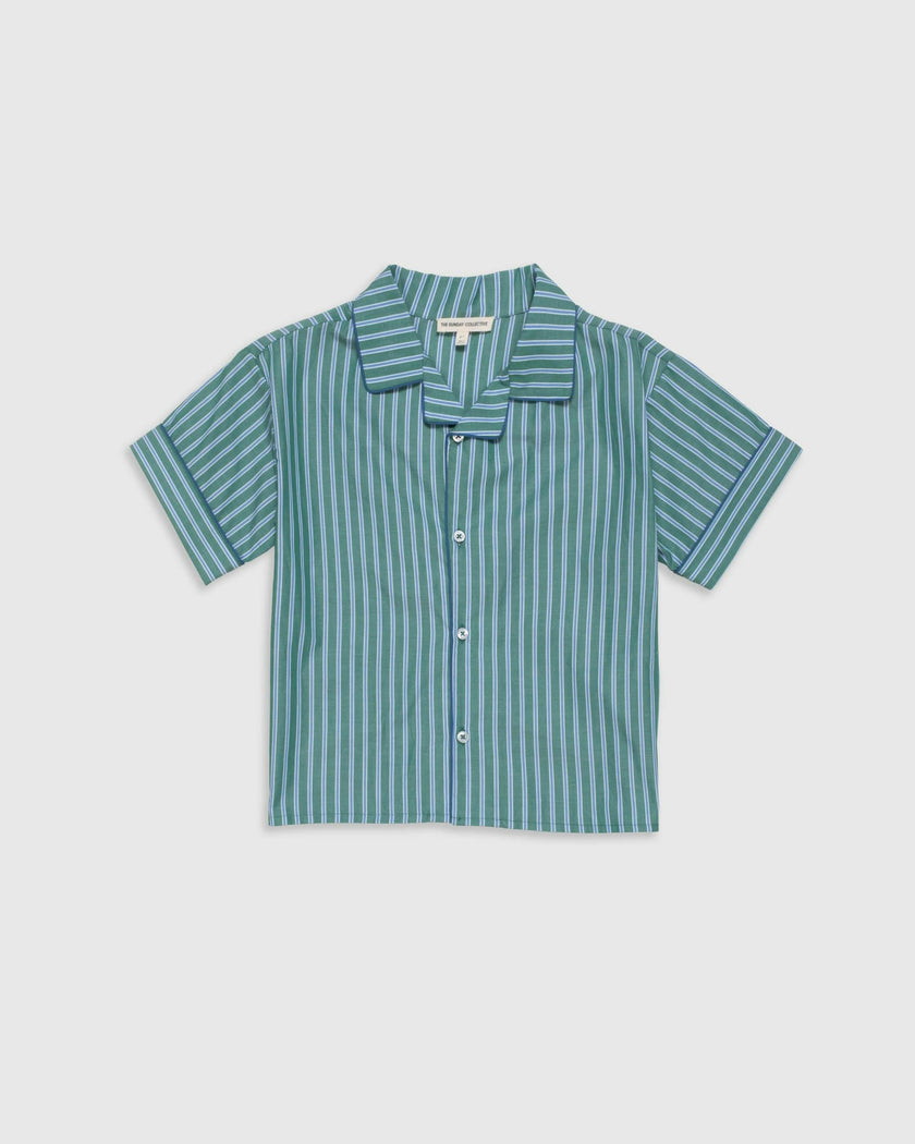 Bowling Shirt in Cucumber Stripe