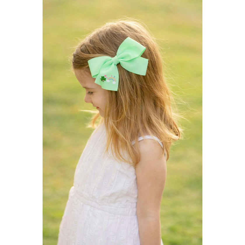 Rainbow Shamrock Hair Bow