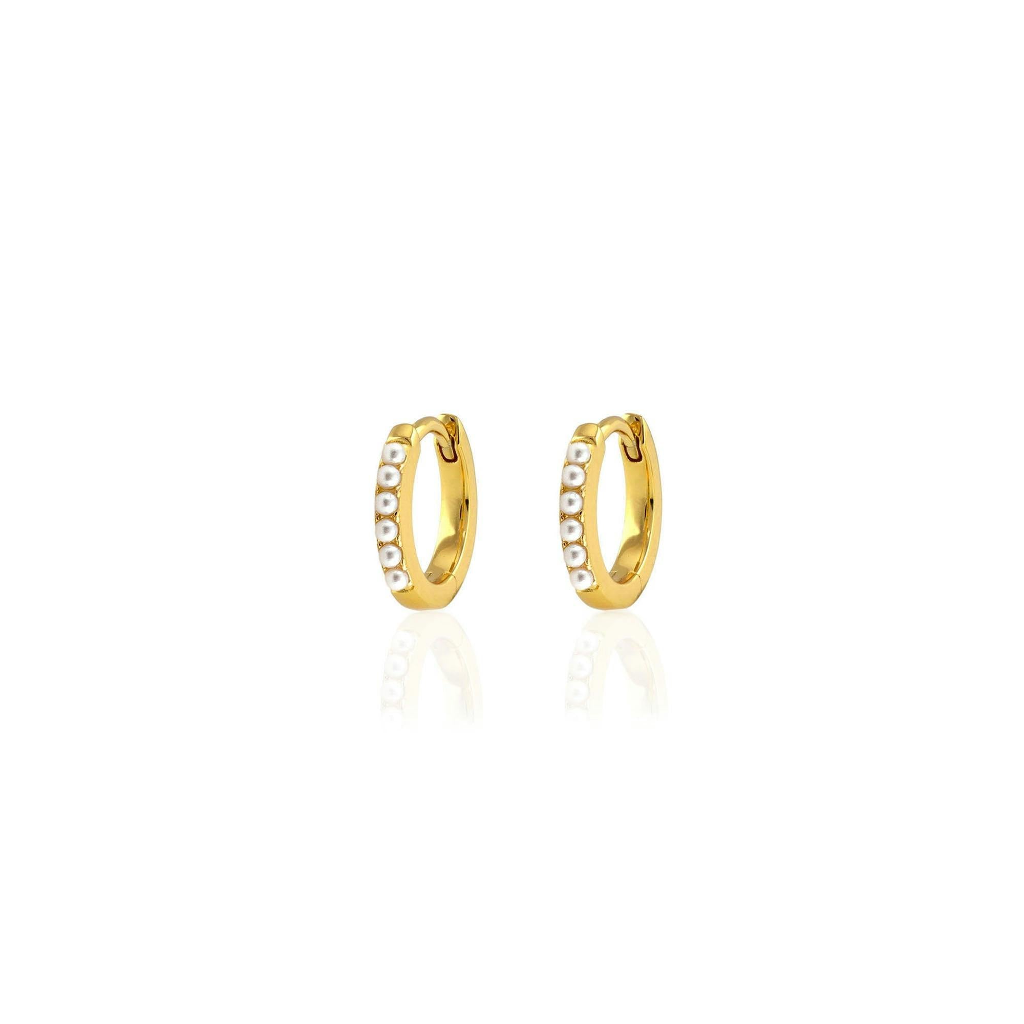 Pearl 12mm Huggie Hoop Earrings