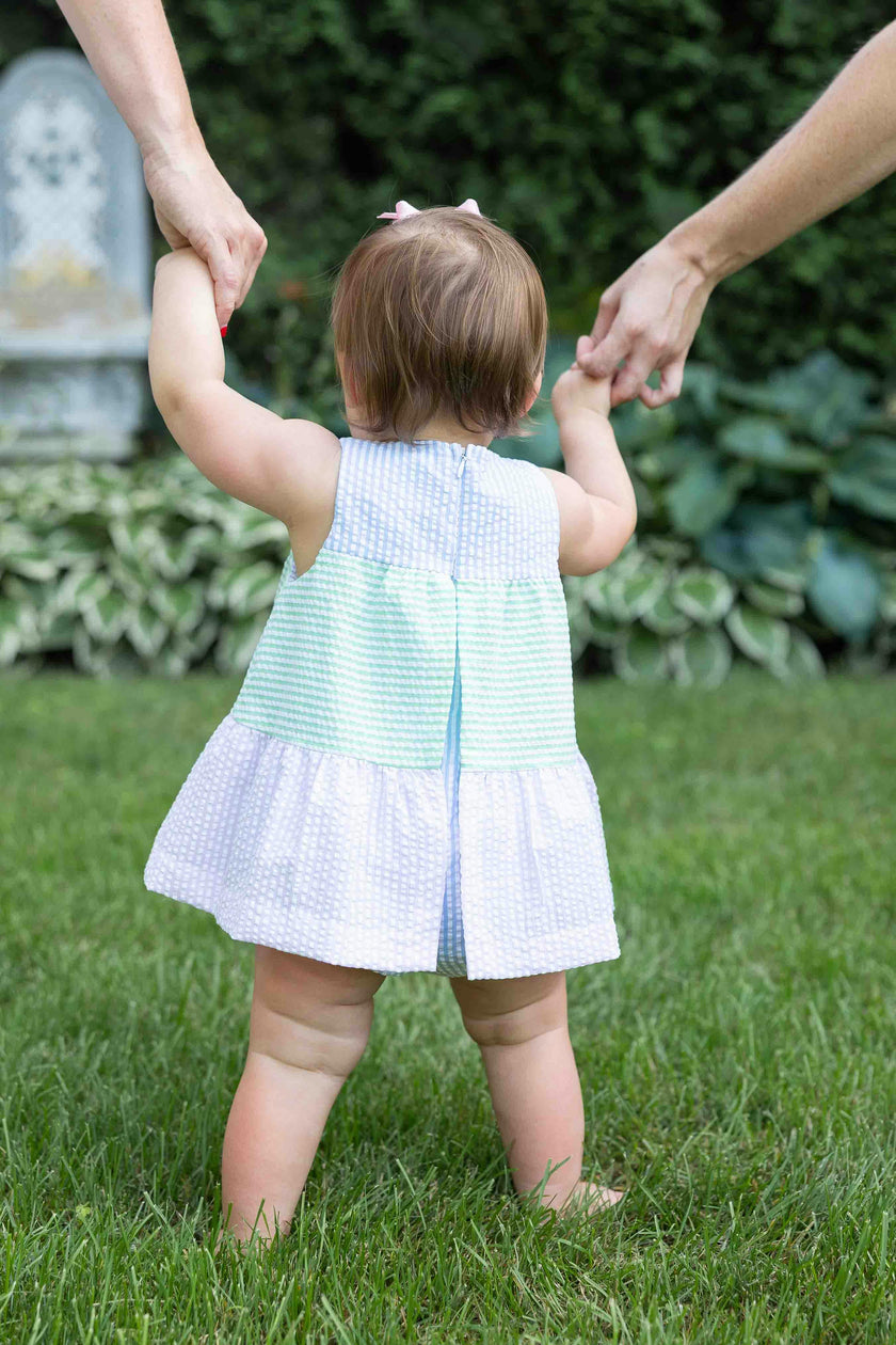 Seersucker Romper With Tulips