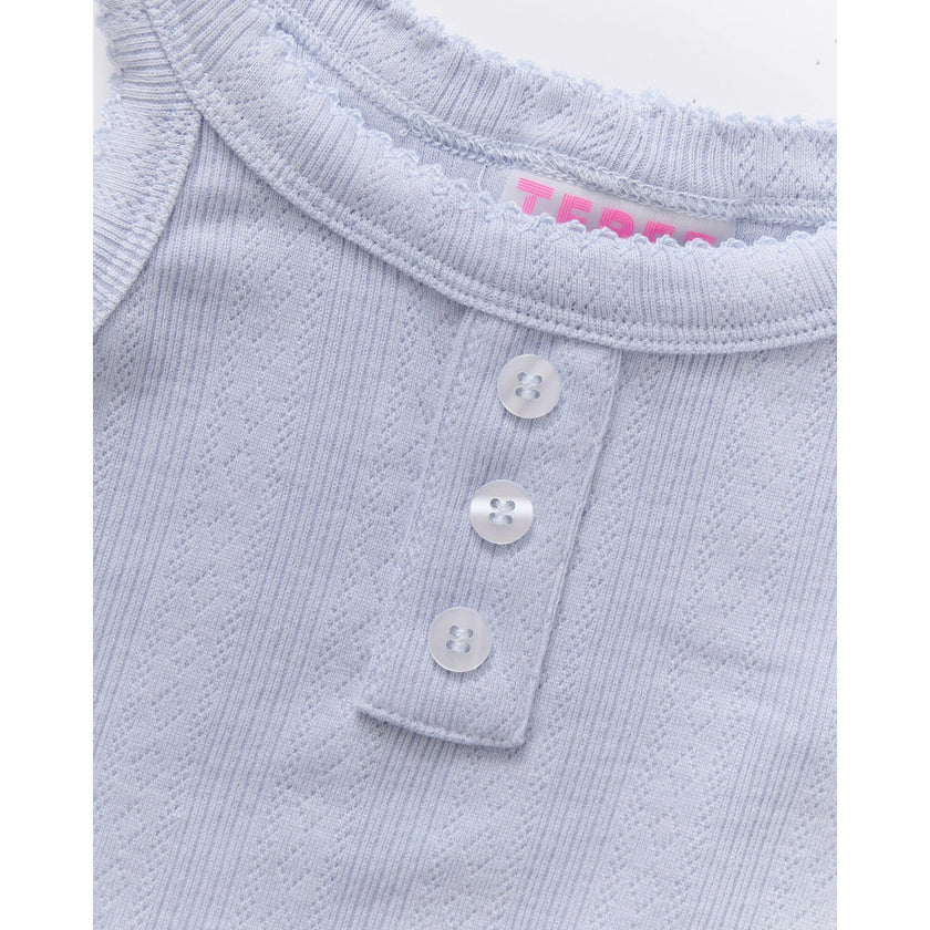 Girls Pointelle Tank in Cloud Blue