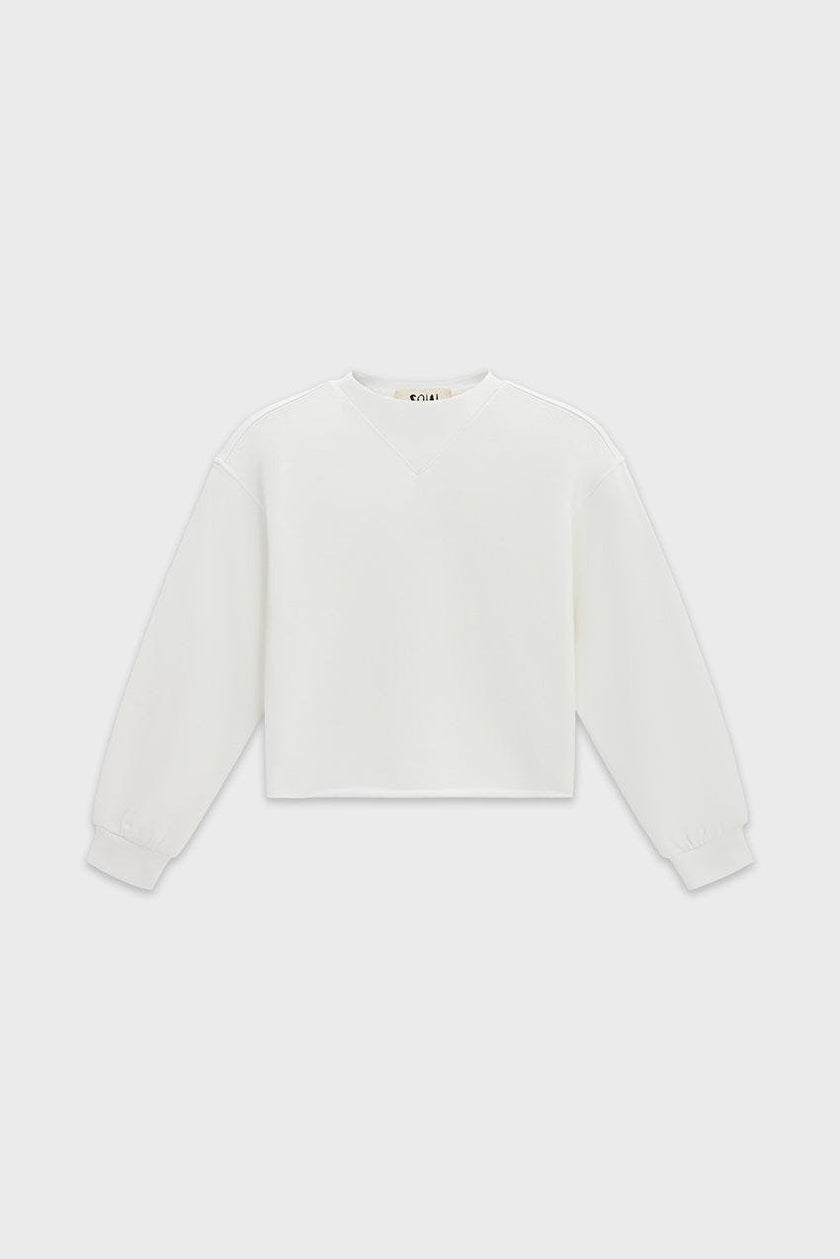 Cotton Mock Neck Cropped Sweatshirt