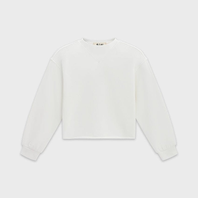Cotton Mock Neck Cropped Sweatshirt