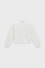 Cotton Mock Neck Cropped Sweatshirt
