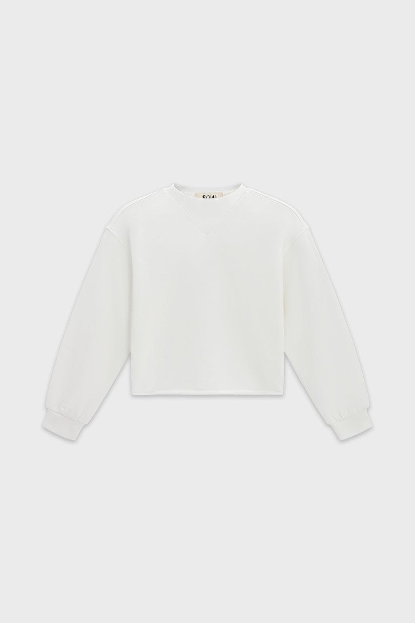 Cotton Mock Neck Cropped Sweatshirt