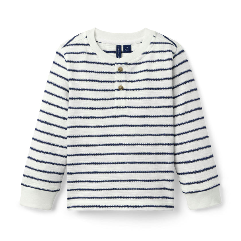 Striped Henley Tee, multicolor