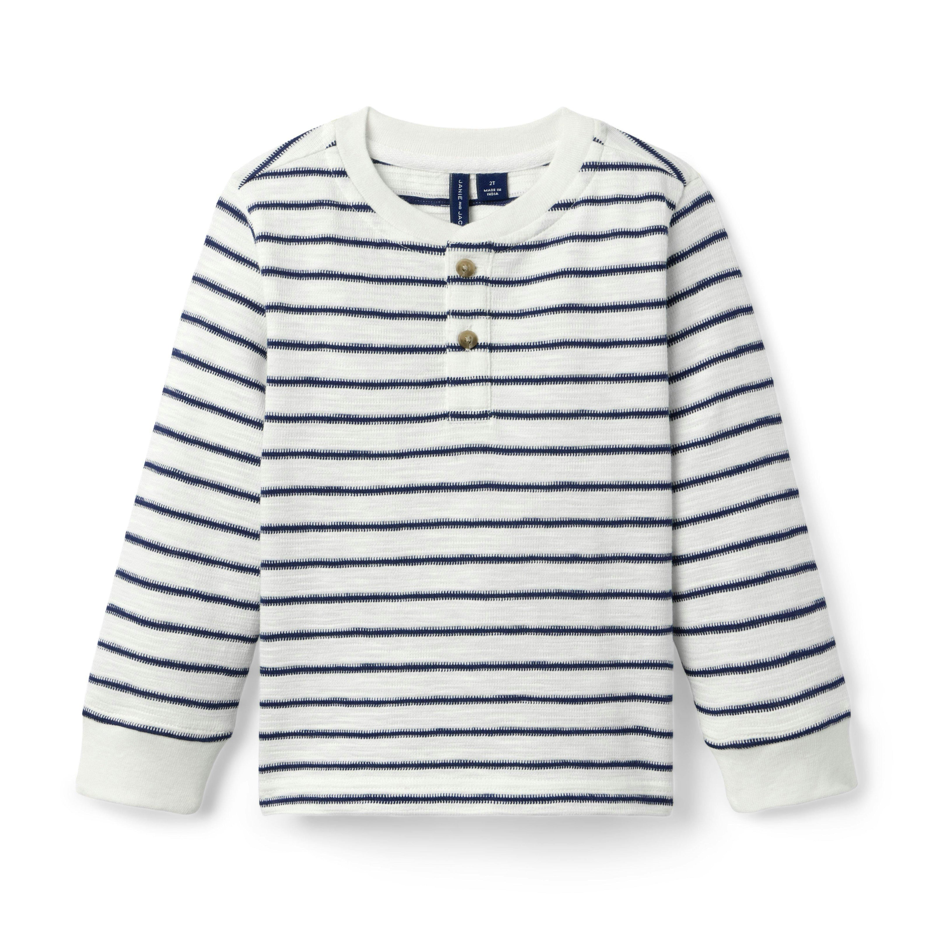 Striped Henley Tee, multicolor