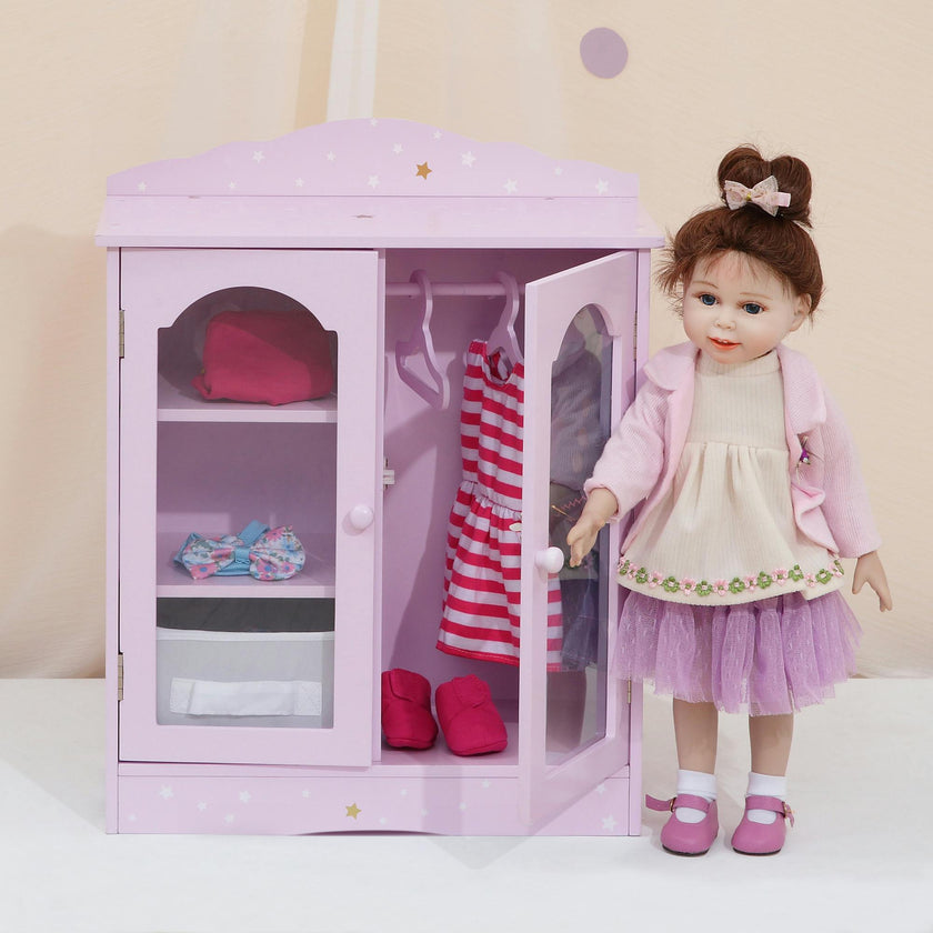 Olivia's Little World Twinkle Stars Princess 18" Doll Fancy Closet with 3 Hangers