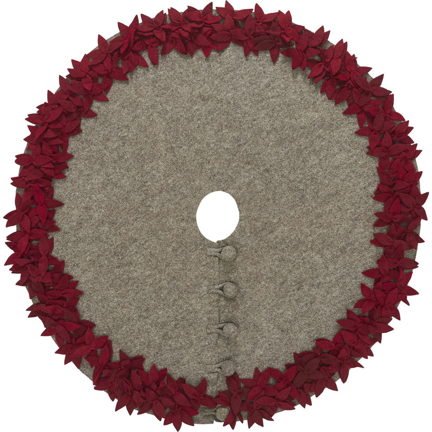 Handmade Overlapping Flowers Christmas Tree Skirt - Natural Red-64"