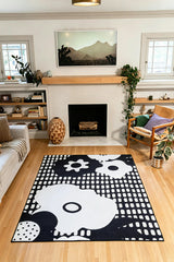 Black and White Abstract Floral Rug by Becca Franks