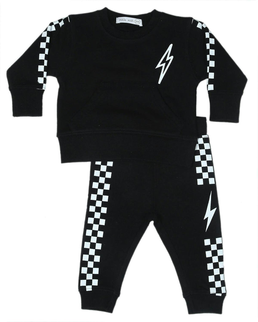 Toddler Speed Racer Check Bolt Set - Black