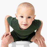 Pine Green Bamboo Kids Pajama Short Set