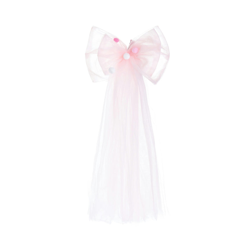 Light Pink Suvanna Pom‑Pom Tulle Dress with Bow Clip