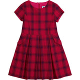 Scarlett Plaid Short Sleeve Pocket Party Dress, Red