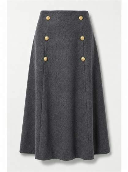 Cool Wool Double Breasted Long Skirt