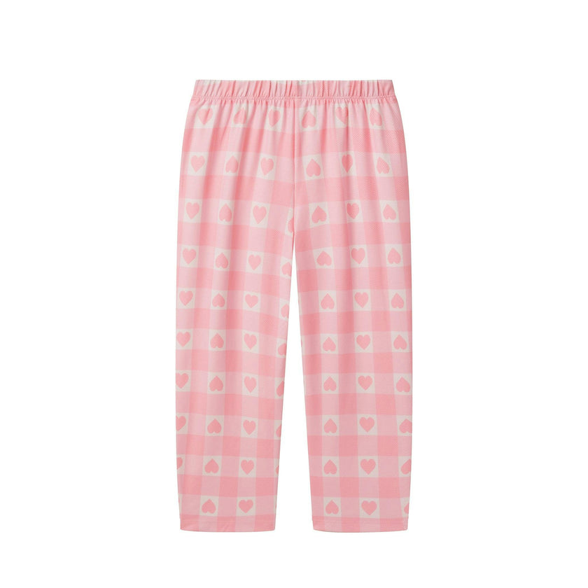 Girls Pajama Set | Heart Plaid - Pink
