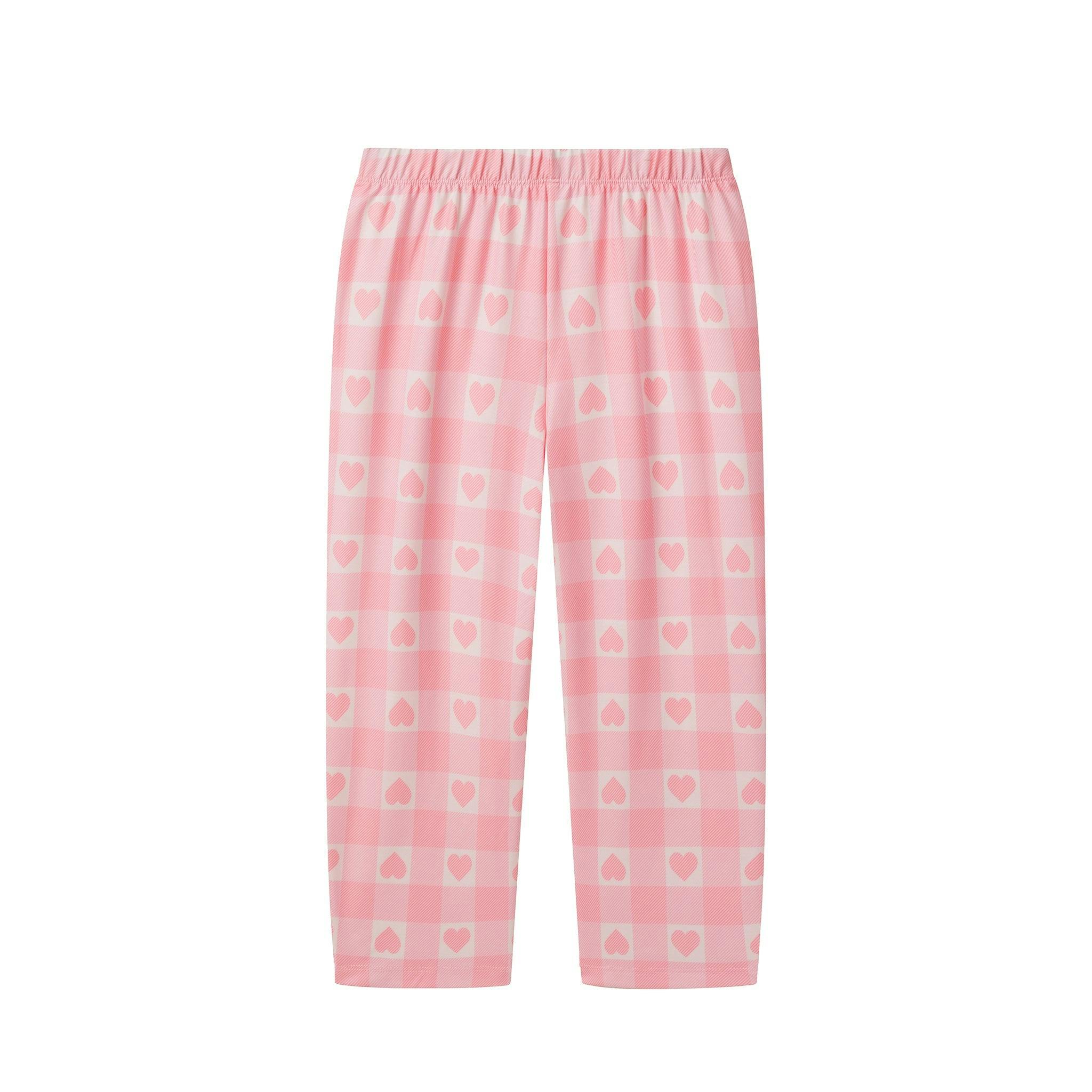 Girls Pajama Set | Heart Plaid - Pink