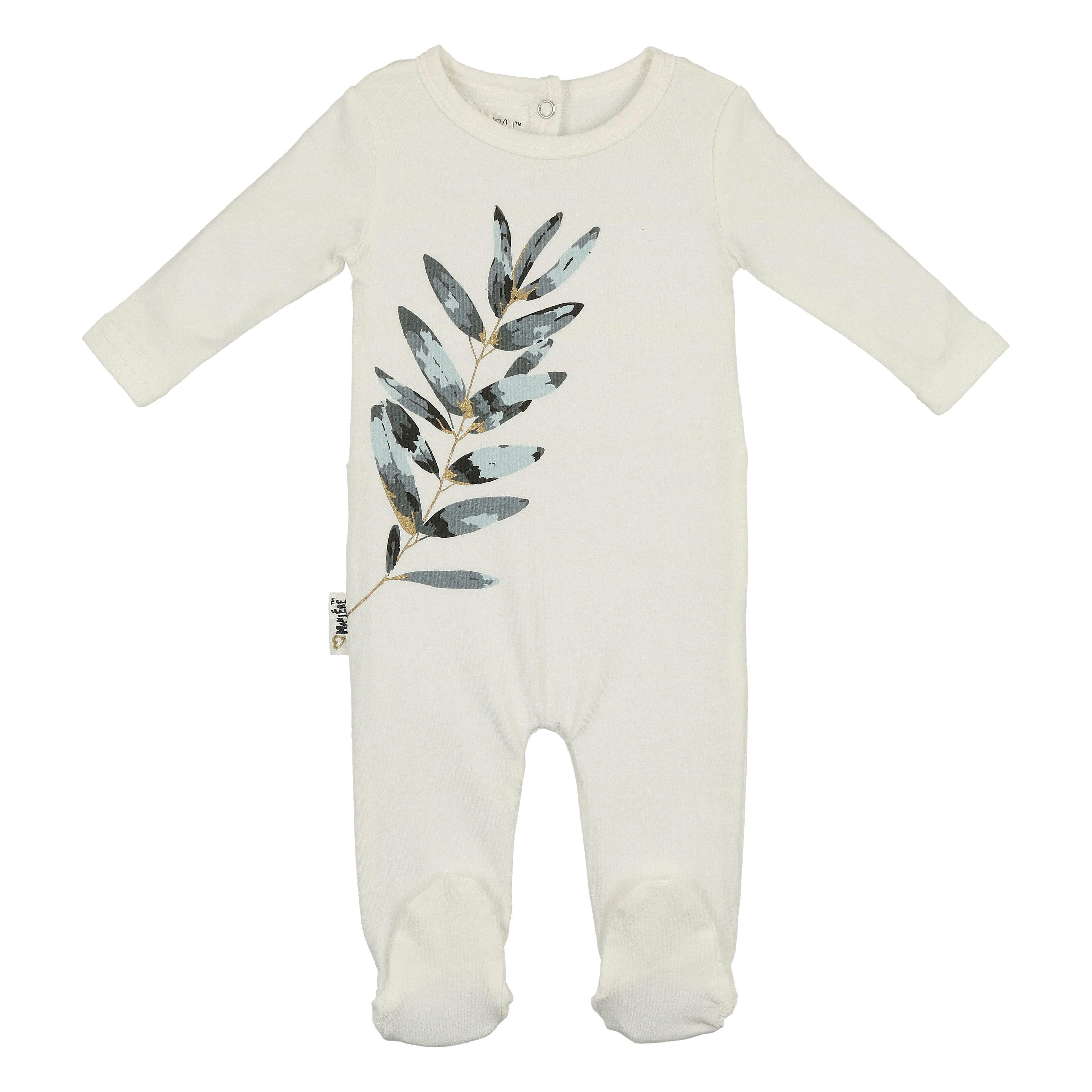 Watercolor Leaves Long Sleeve Footie