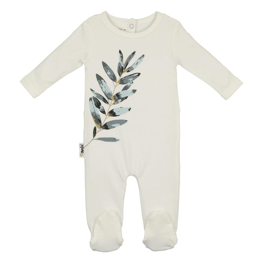 Watercolor Leaves Long Sleeve Footie