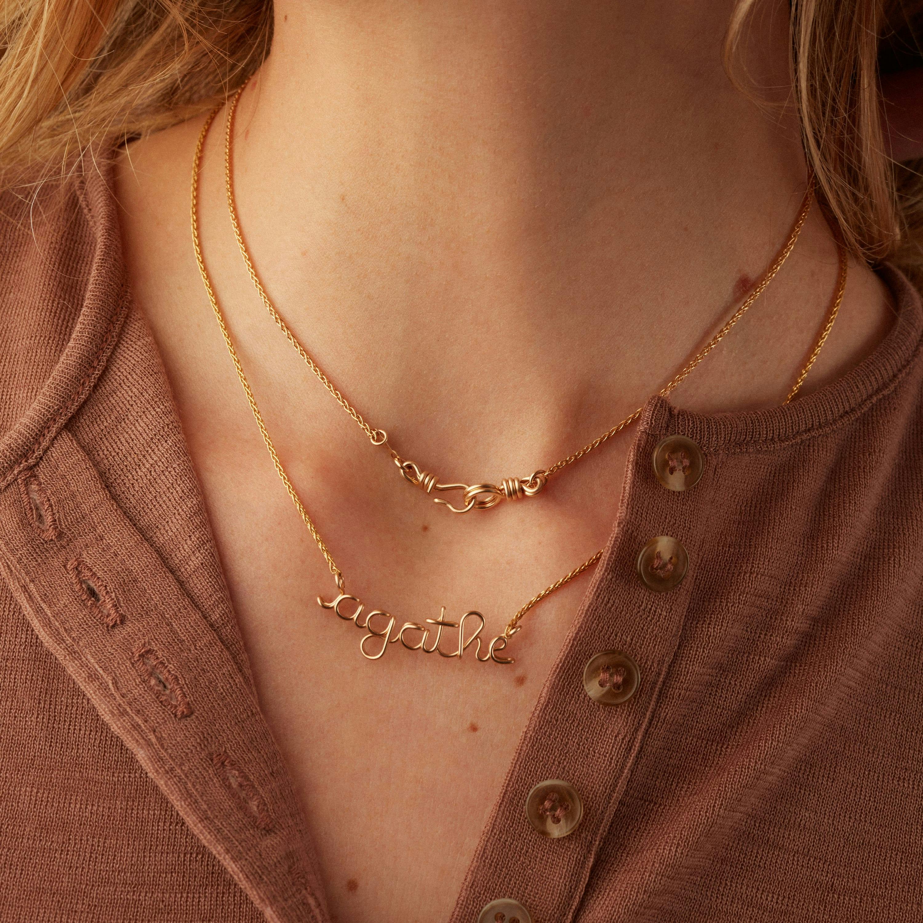 Women's Personalized Rope Chain Necklace, Yellow Gold-Filled