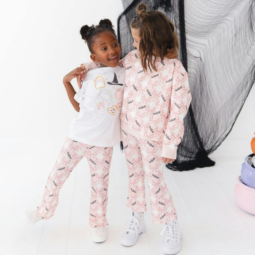 Bat And Ghost Trellis Halloween Flare Legging