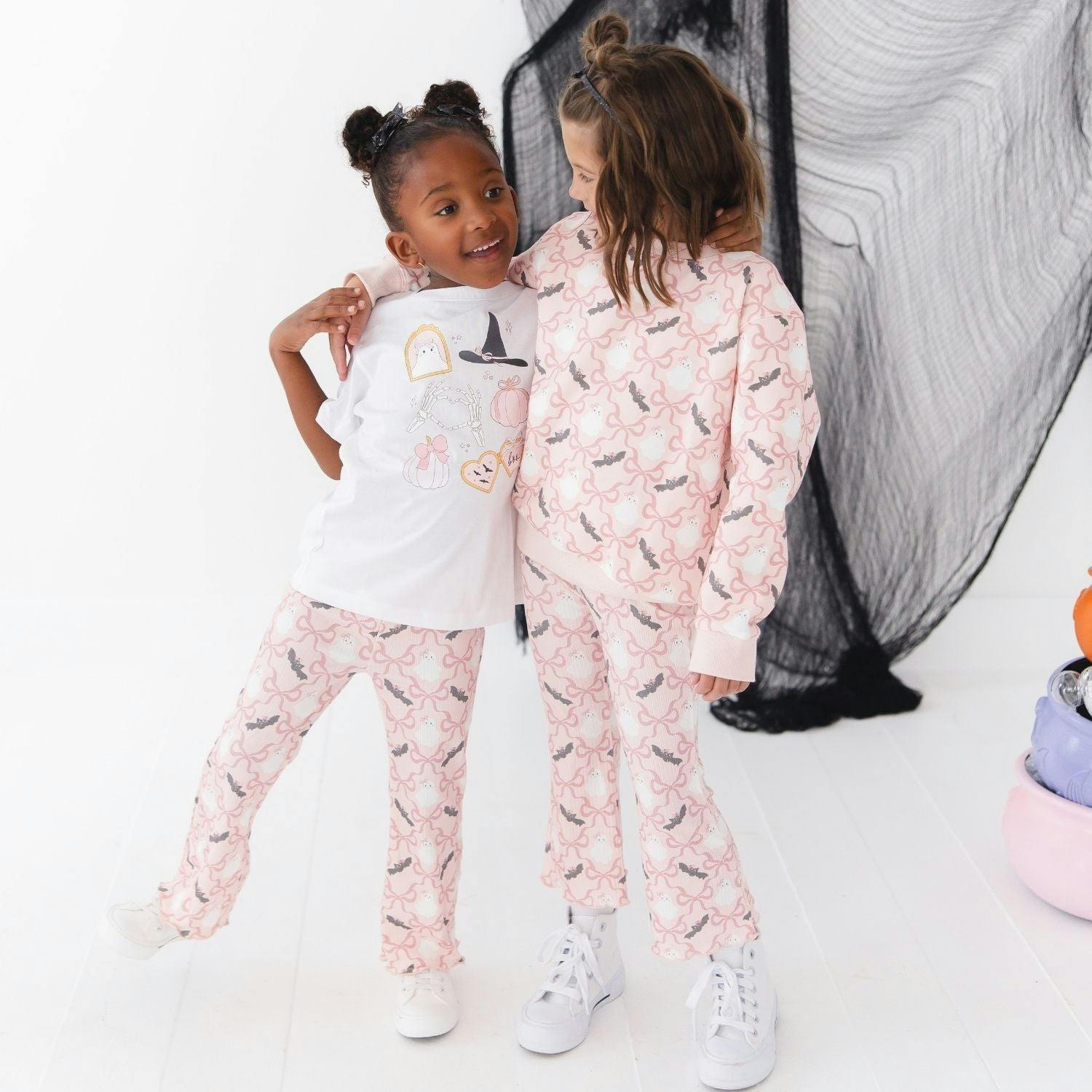 Bat And Ghost Trellis Halloween Flare Legging
