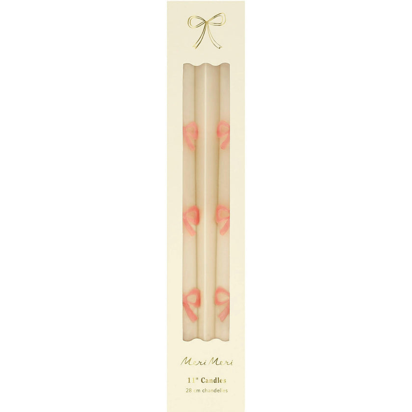 Pink Bow Taper Candles