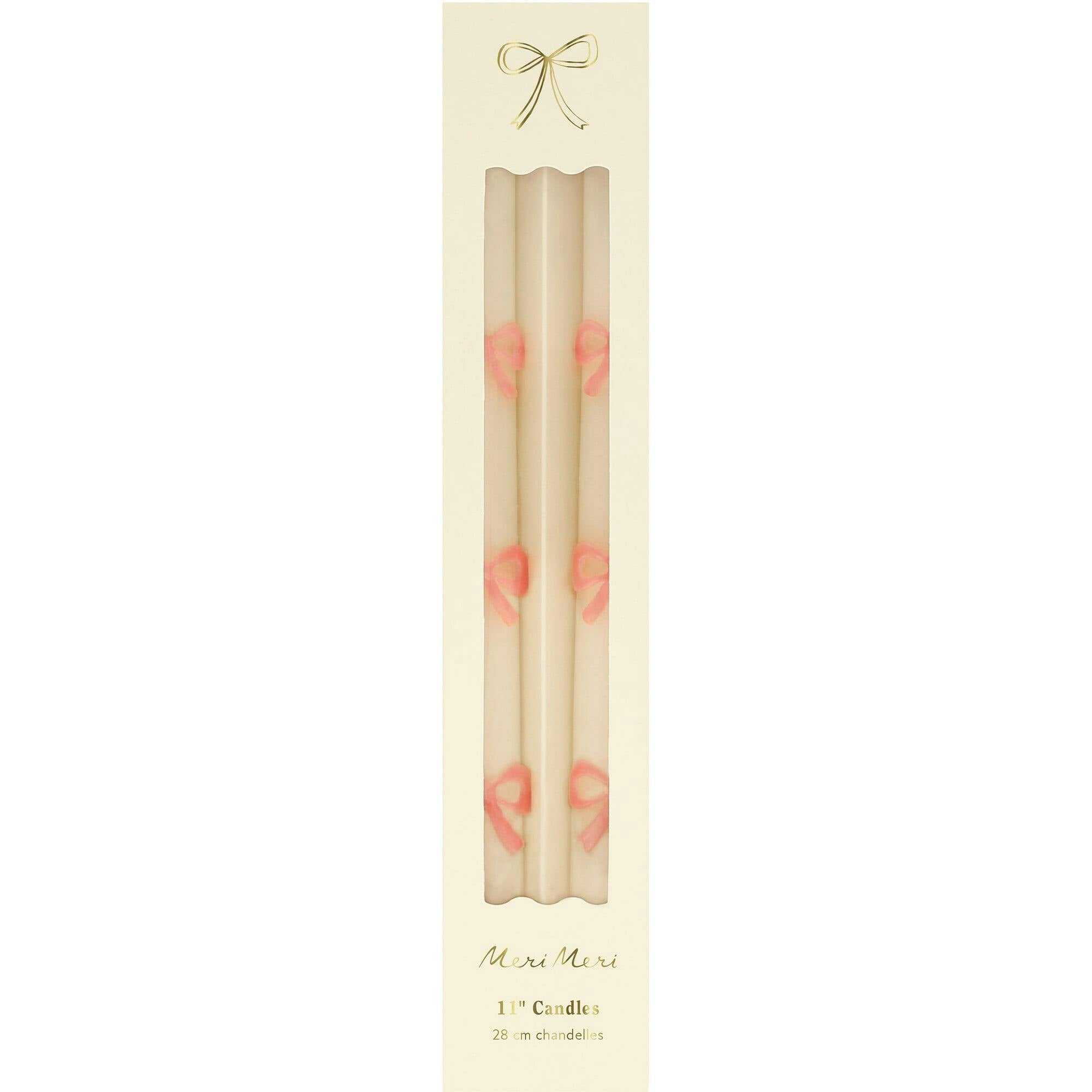 Pink Bow Taper Candles