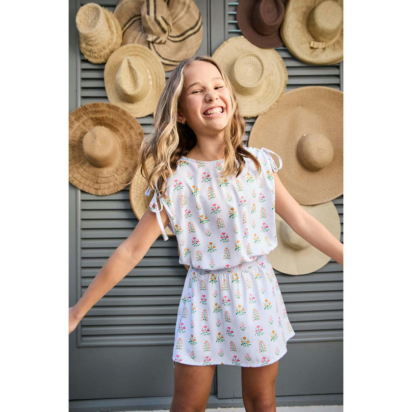 Helen Dress Blue Floral Block Print