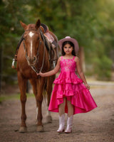Wildflower Cowgirl Hot Pink Ruffle Birthday Dress for Girls