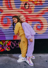 Bright Smiley Fuzzy Sweatshirt And Pant Set