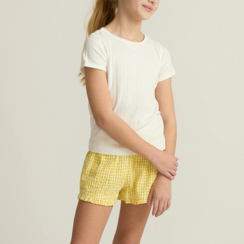 girls soleil gingham ruffle shorts