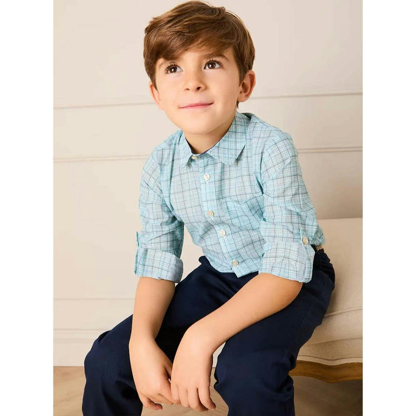 George Check Long Sleeve Shirt in Blue (12mths- 10yrs)