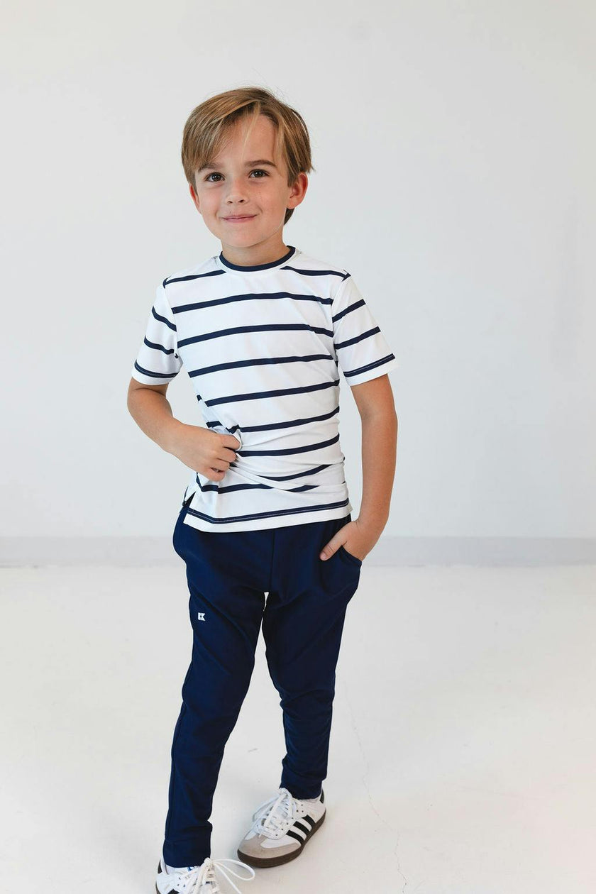 navy and white stripe practice shirt
